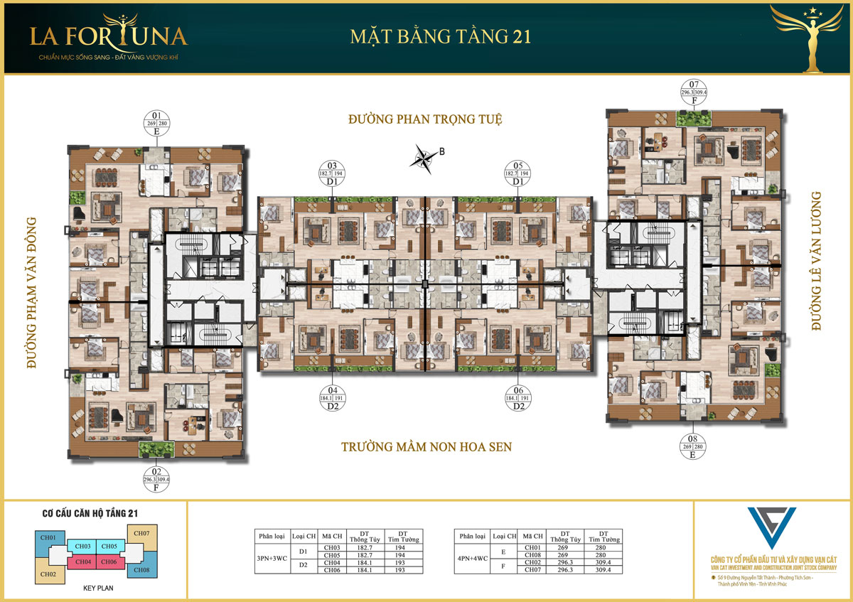 Mặt bằng tầng 21 La Fortuna Vĩnh Yên