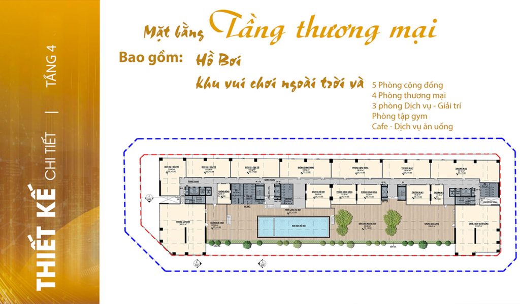 Mặt bằng tầng 4 chung cư Chí Linh Center Vũng Tàu