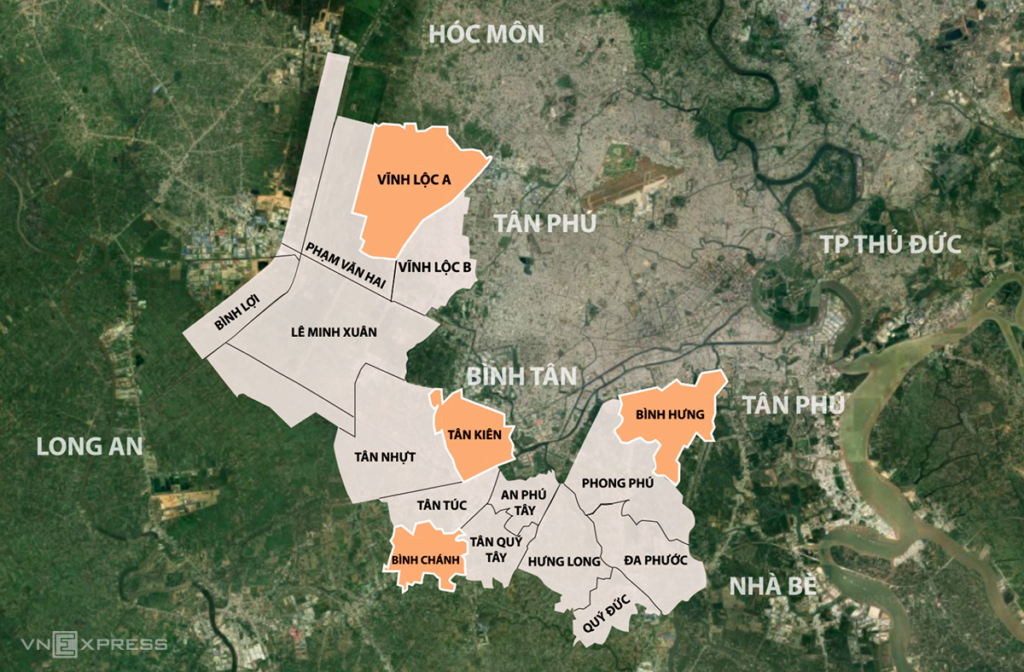 Vị trí địa lý của huyện Bình Chánh