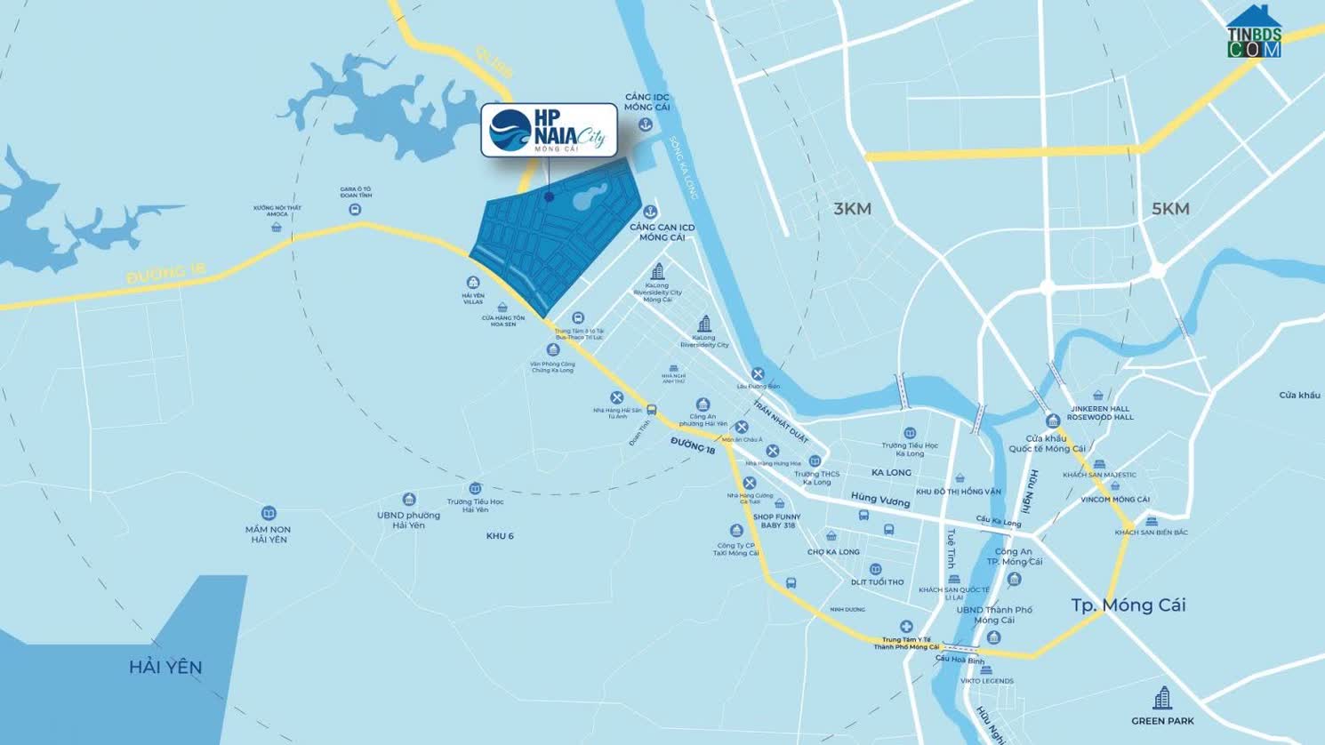 Vị trí dự án KĐT HP Naia City Móng Cái