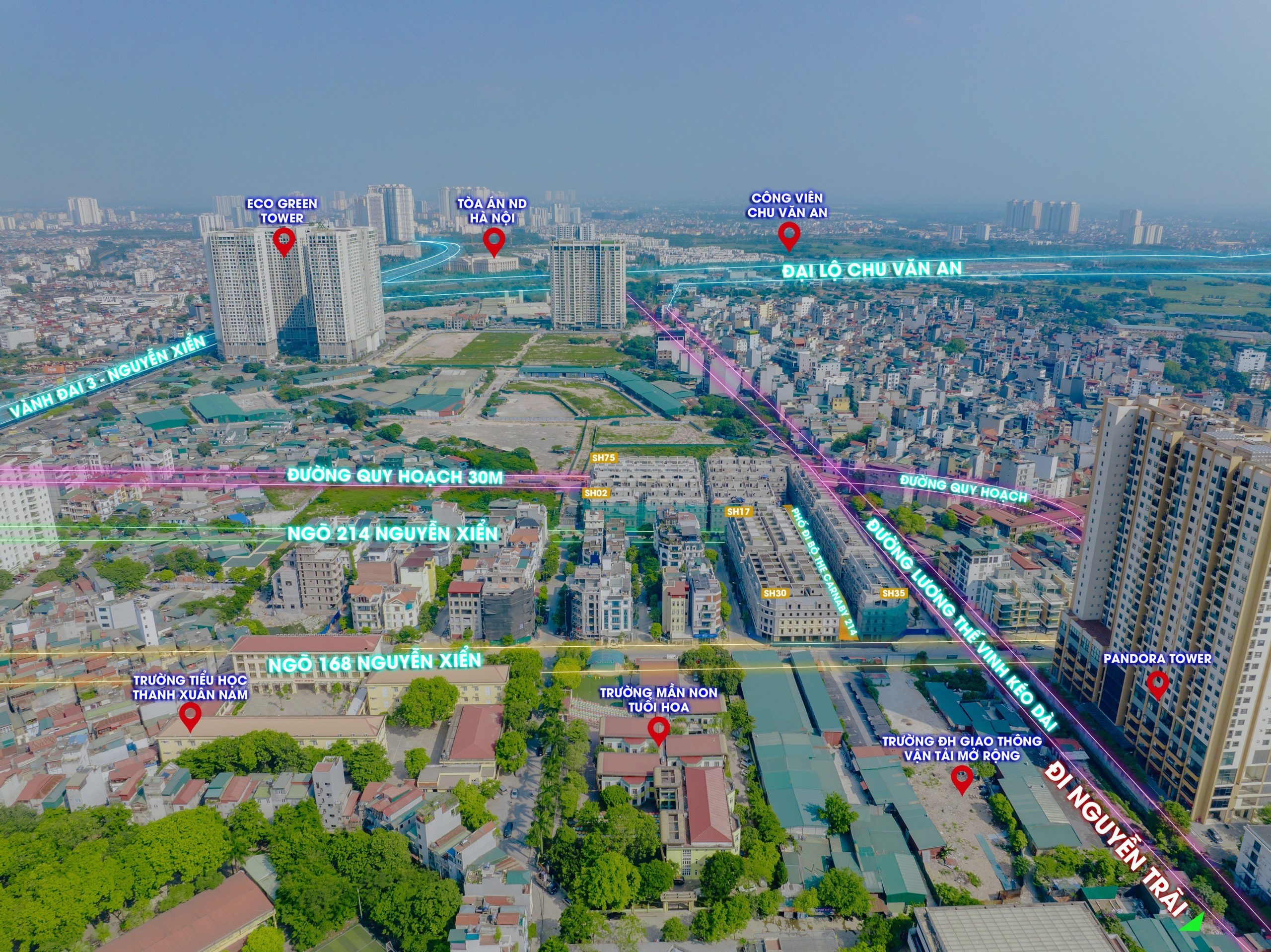 Vị trí thực tế dự án Rue De Charme 214 Nguyễn Xiển
