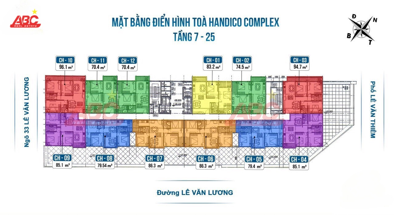Mặt bằng chung cư Handico Complex 33 Lê Văn Lương