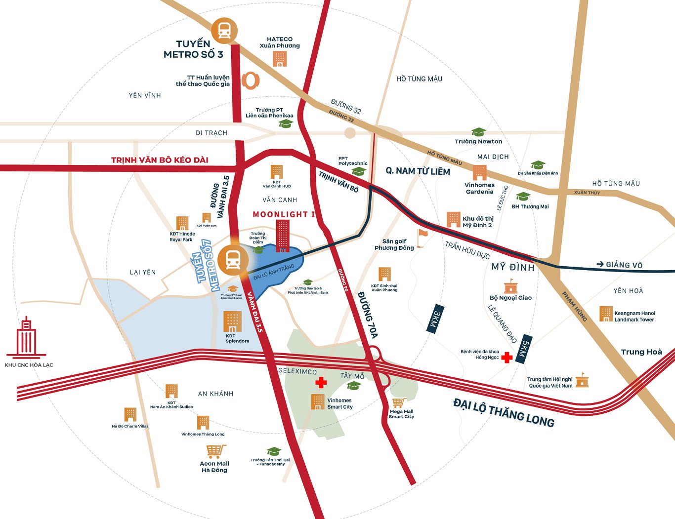 Vị trí dự án An Lạc Green Symphony Vân Canh Hoài Đức