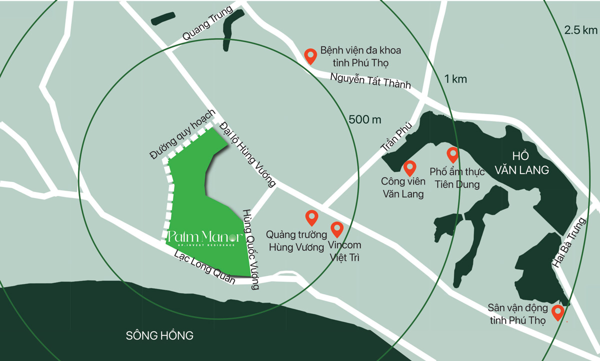 Vị trí khu đô thị Tây Nam Việt Trì Palm Manor