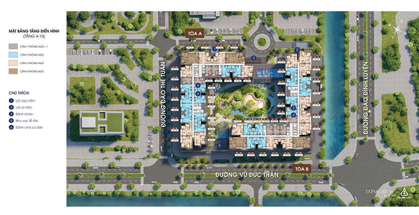 Mặt bằng tầng điển hình chung cư Taseco Long Biên Central