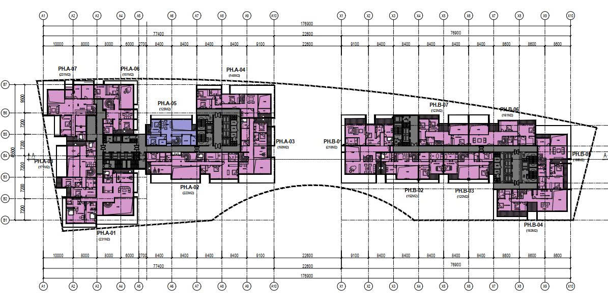 Mặt bằng Penthouse tầng 28 Monbay TV Hạ Long