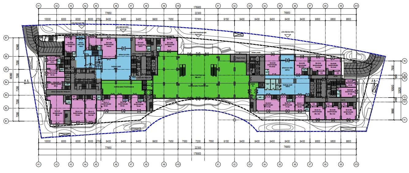 Mặt bằng tầng 1 Monbay TV Hạ Long