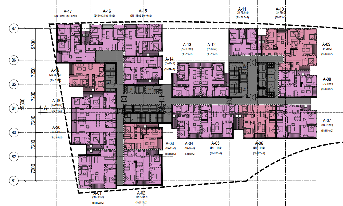 Mặt bằng tầng điển hình chung cư Monbay TV Hạ Long
