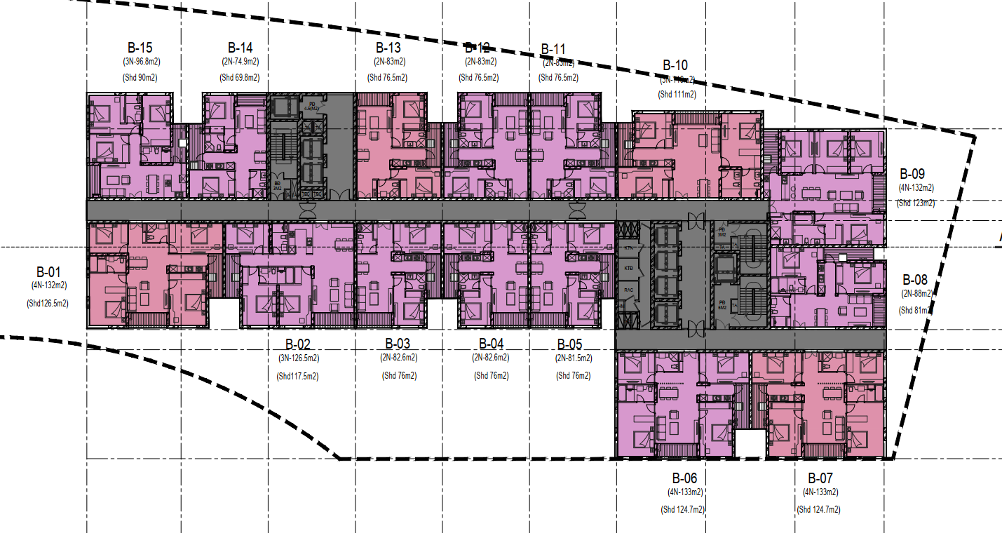 Mặt bằng tầng điển hình chung cư Monbay TV Hạ Long