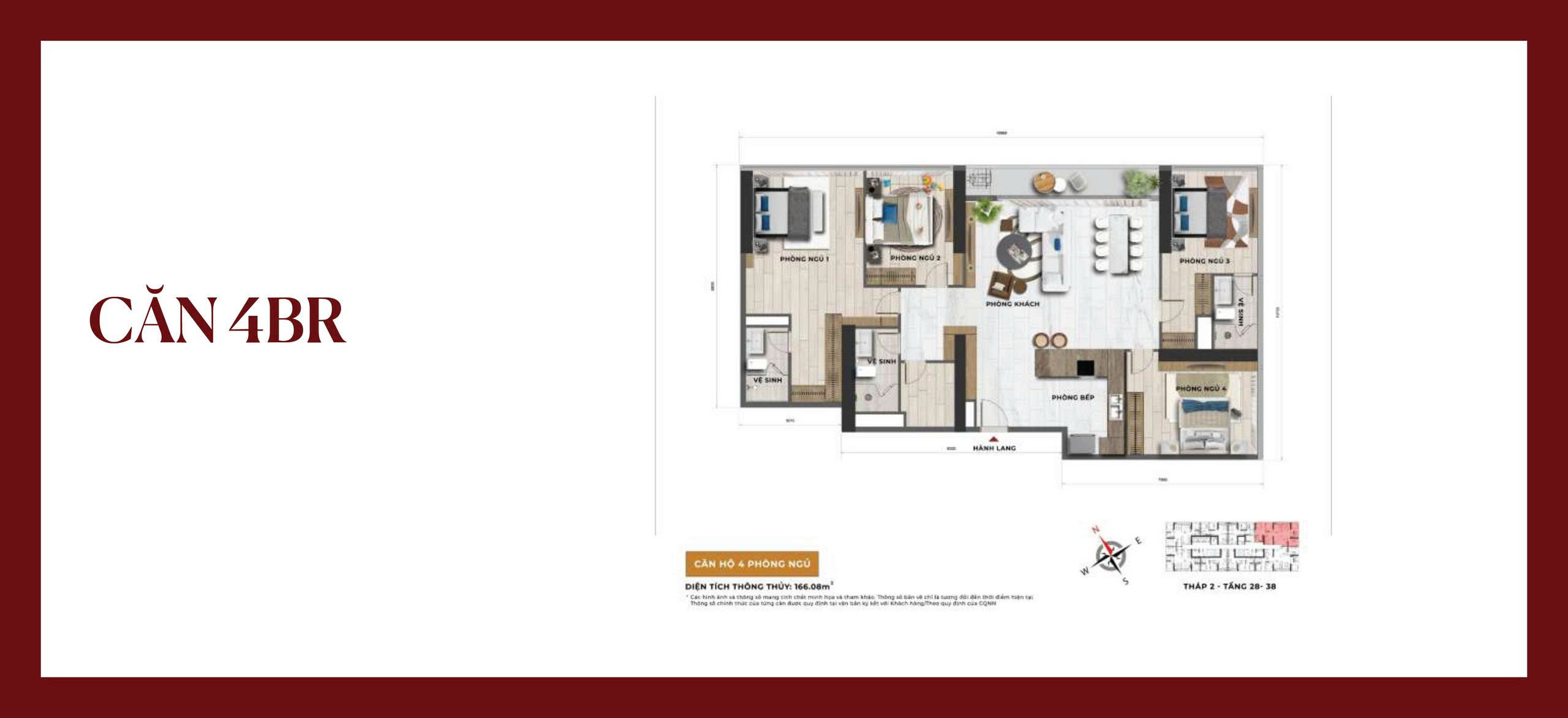 thiết kế căn hộ 4PN tại dự án Sun Feliza Suites