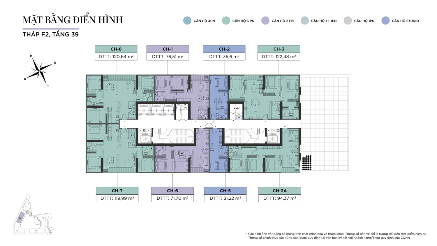 Mặt bằng tầng Tháp F2 Sun Feliza Suites tầng 39