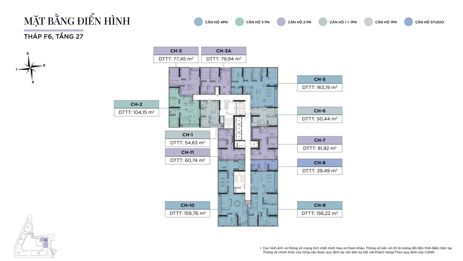 Mặt bằng thiết kế Tháp F6 Sun Feliza Suites tầng 27