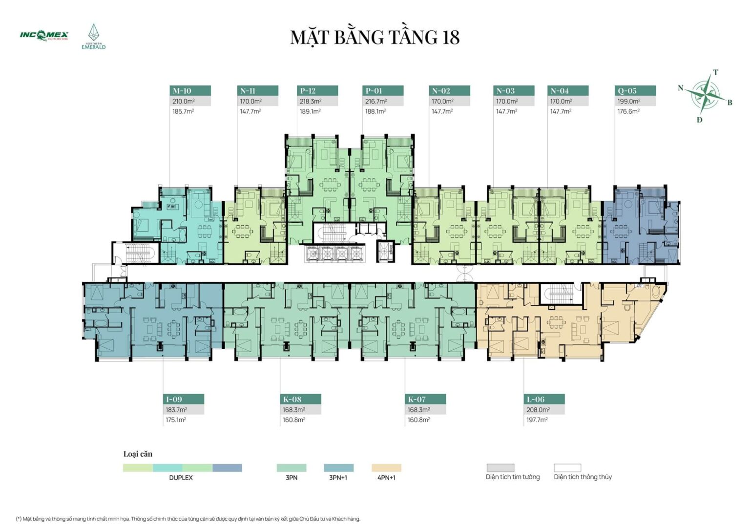 Mặt bằng tầng 18 dự án Northern Emerald Long Biên