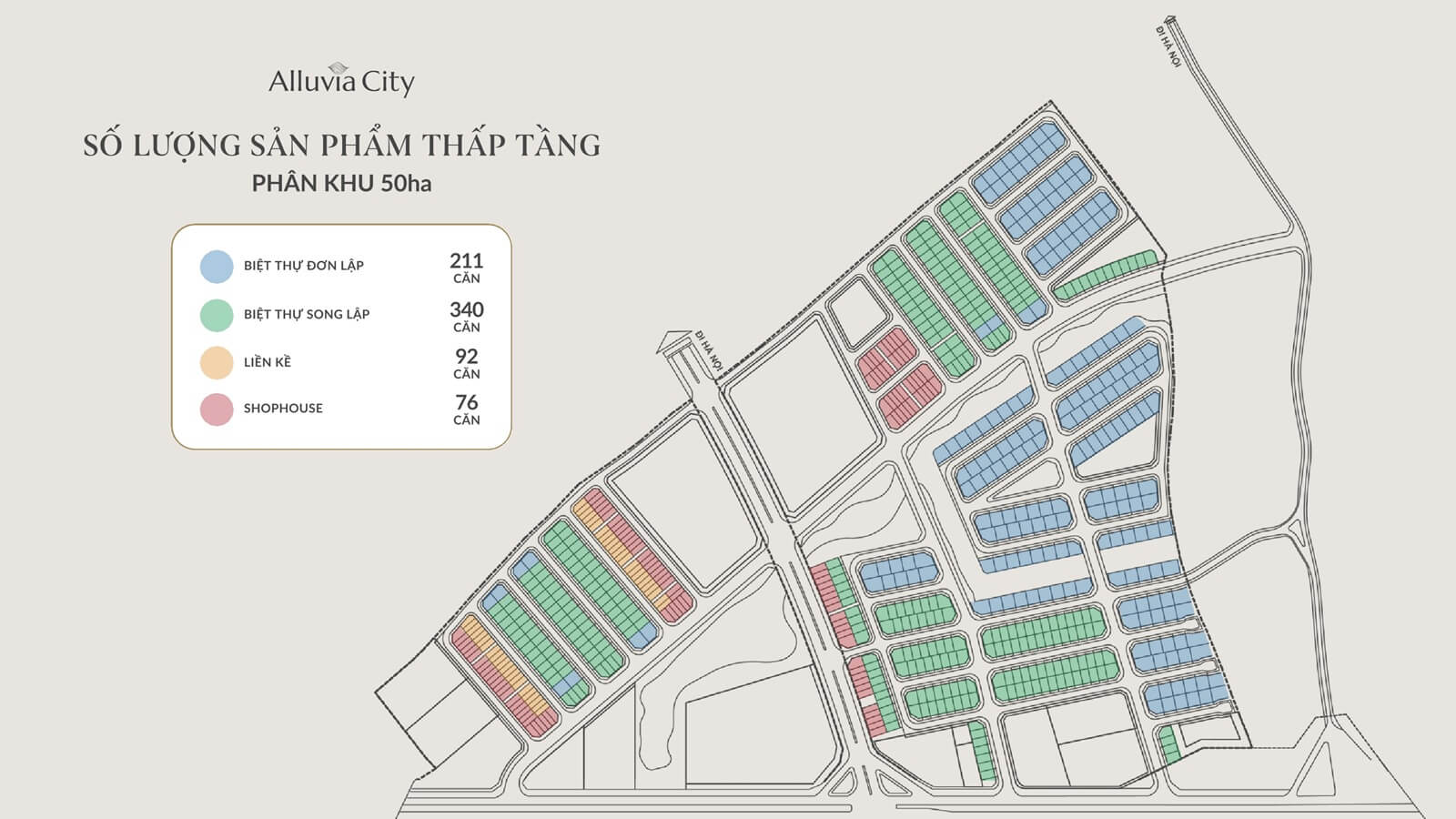 Mặt bằng phân khu 50ha Alluvia City Văn Giang