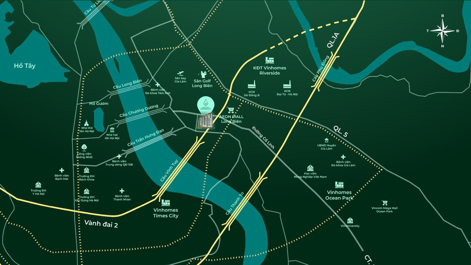 Vị trí dự án Northern Emerald Long Biên