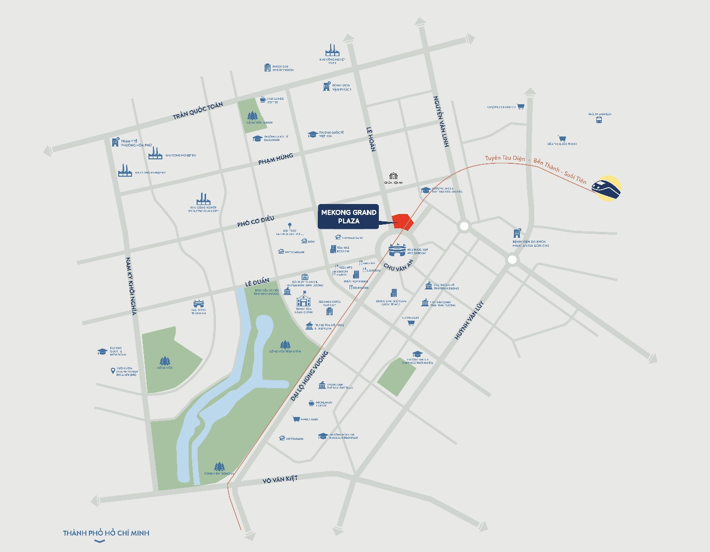Vị trí dự án Nam Mekong Grand Plaza Bình Dương